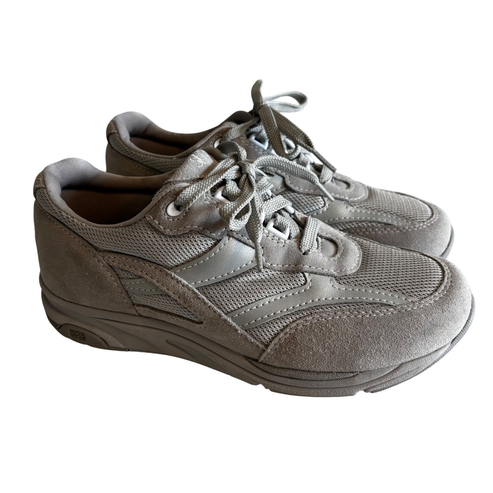 SAS Journey Womens 8 W Wide Gray Suede Walking Shoes Sneakers Tripad Comfort